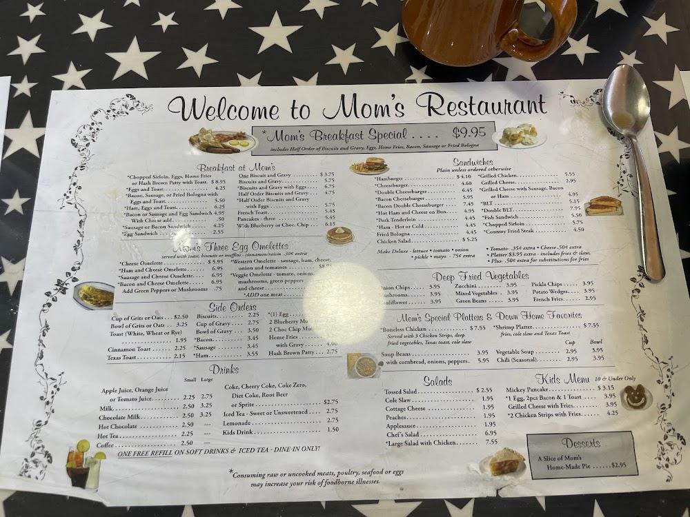 Mom's Restaurant Menu image 1